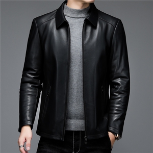 棉羊皮皮衣外套男新款中年休闲填充翻领上衣ALXB915-P1000