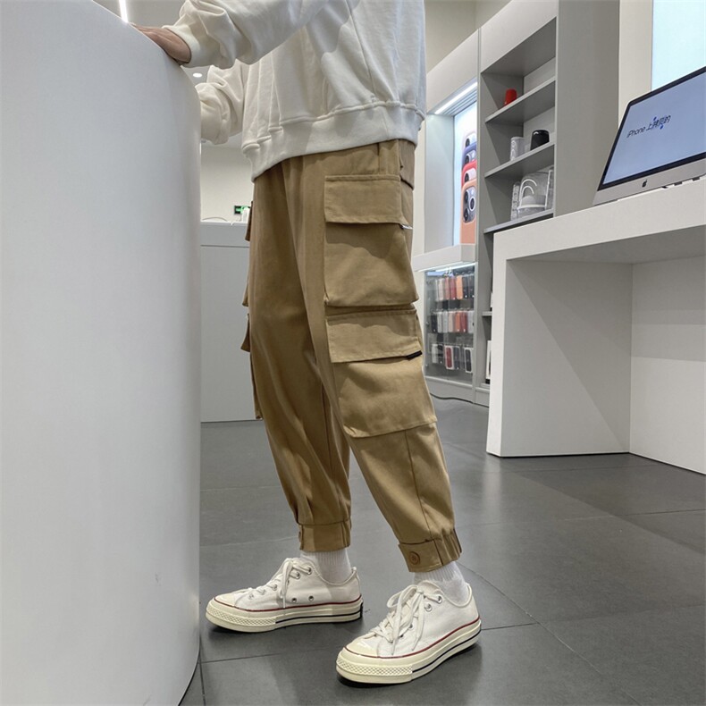 2024夏秋纯棉港风男美式宽松直筒束脚休闲裤工装裤K171P45，男装休闲裤，星座225-5