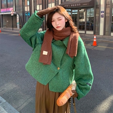 现货2026春秋新款流苏双面羊毛呢宽松ins外套，女装毛呢外套，丝露怡语
