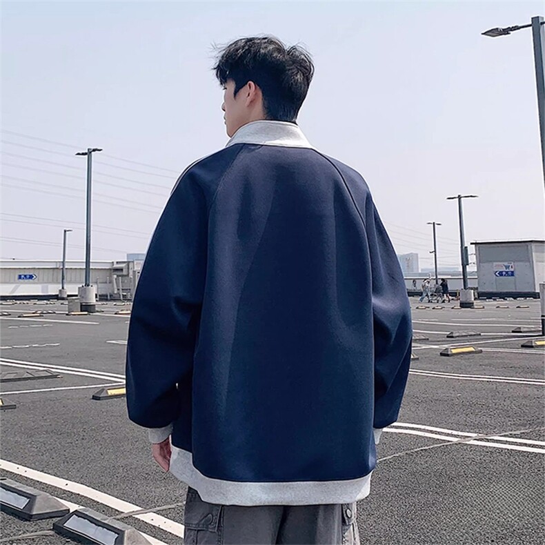 抖音得物品质美式高街重磅结构拼接织带翻领卫衣夹克外套AW11301,男装夹克,电商A443
