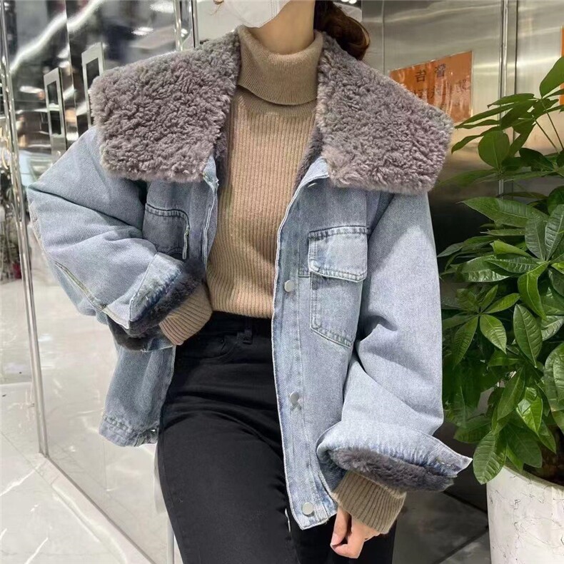 MMC牛仔大毛领外套,女装其它,MM.C
