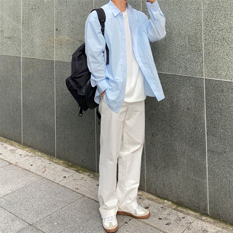 816B-CS011-P60春夏季衬衫外套高级感慵懒宽松百搭韩版纯色韩,男装衬衫,星座816B
