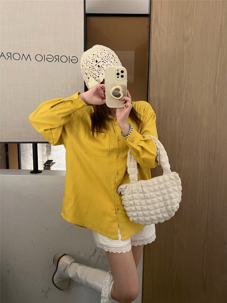 2025百搭时尚简约亚麻衬衫女夏季高端欧货宽松版衬衣,女装衬衫,湘姗