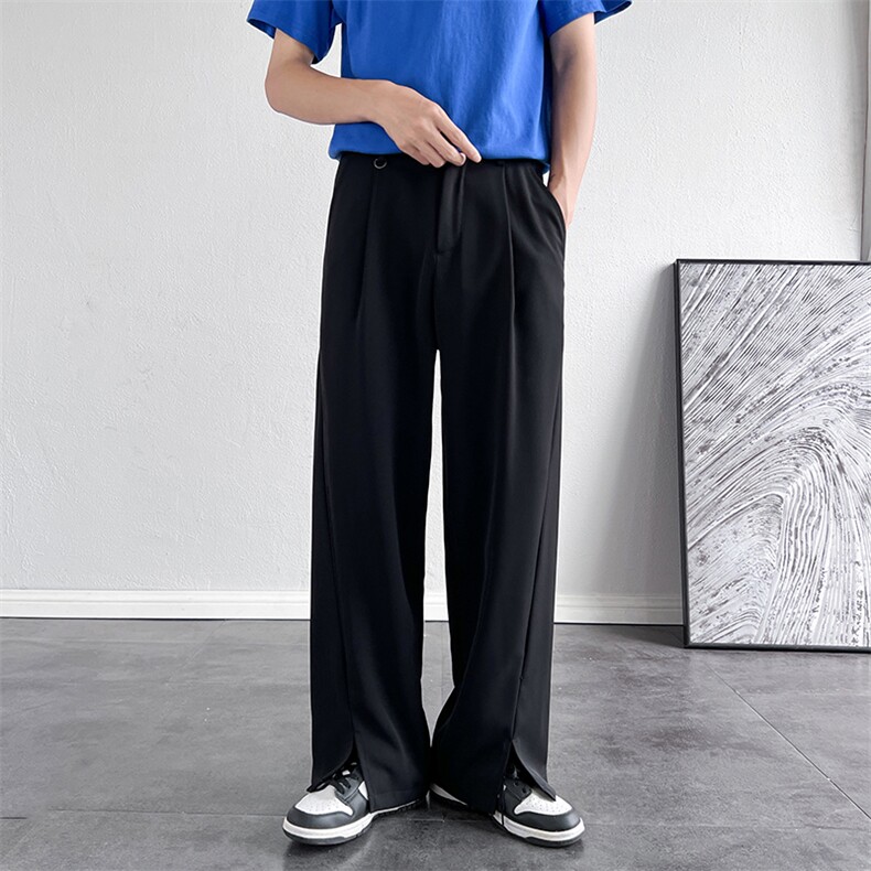 休闲西裤男韩版潮流开衩百搭2023夏季新款ins宽松阔腿裤K2004-P40,男装西裤,星座412-3