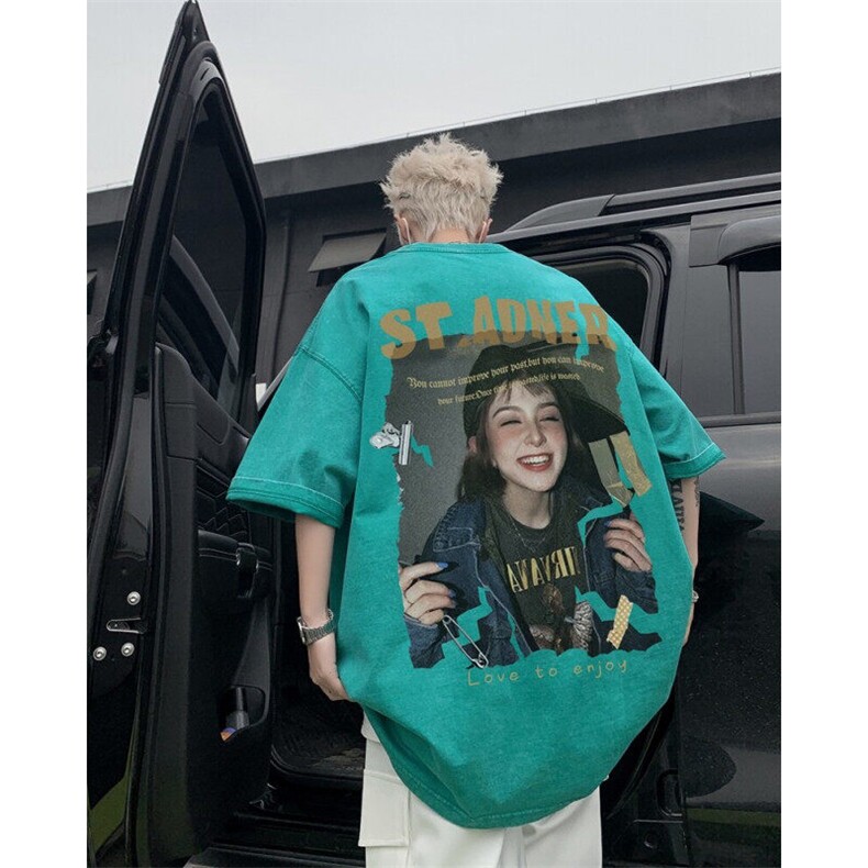 2025新款开心女孩潮大码青少年水洗短袖XZ517A-3-AQ042T-P38，男装T恤，星座517A-3