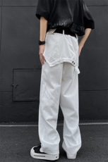 8XL-M特大码假两件牛仔裤男美式高街直通设计感背带裤子K975P68，男装牛仔裤，电商D206-1