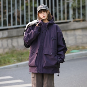 新款中性风户外夹克男连帽纯色上衣冲锋衣外套DSA157B-J2527-P65