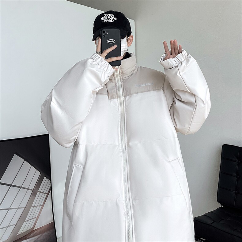 冬季立领皮棉衣男士加厚字母棉服潮流拼接棉袄大码A266-P01-P80,男装棉衣,电商A266