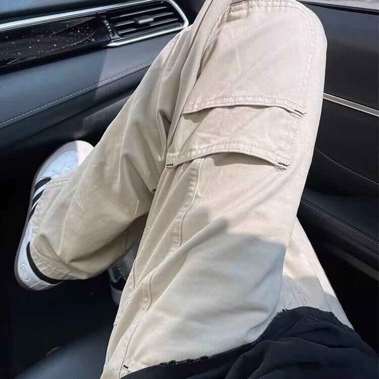 DB4541-P45工装牛仔裤男女新款阔腿多口袋休闲裤-网图现货，男装休闲裤，星座603-2