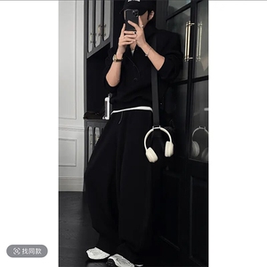 抖音春装撞色拼接连帽卫衣弯刀裤套装男TZ279-P158（网图参考图片