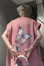 美式潮流情侣麂皮绒无袖t恤背心男女夏季港风坎肩潮上衣H8807-P28，男装T恤，电商B295