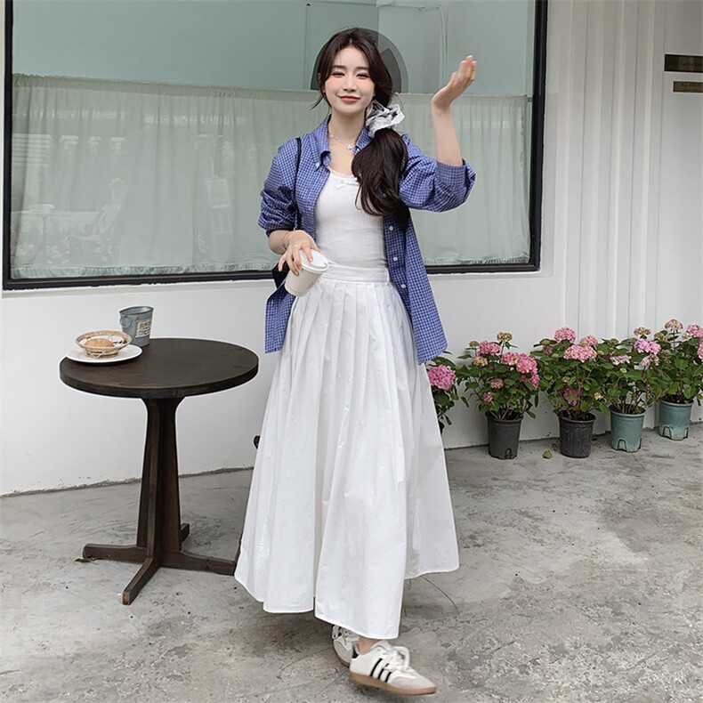 2026夏装新款高腰纯色显瘦半身裙，女装半身裙，欧米莱