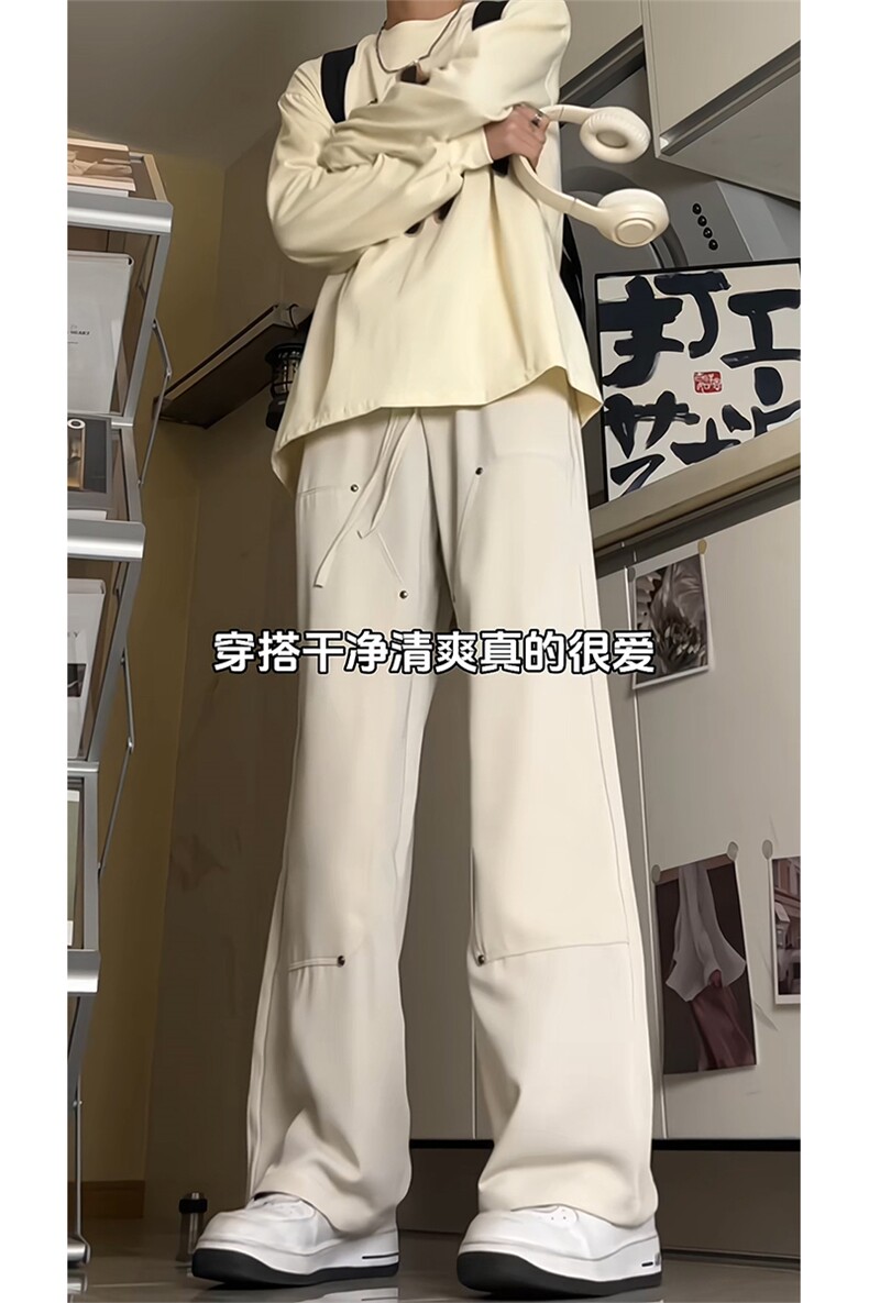 抖音2026春季美式伐木裤男垂感休闲西裤A423P55控78,男装西裤,电商A309