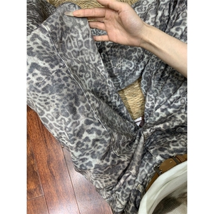 A197-P50 美式复古豹纹阔腿牛仔裤女2025早秋新款高腰显瘦宽松图片