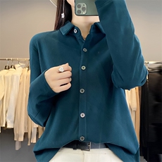 秋冬polo领德绒衬衫女单排扣休闲衬衣外套上衣宽松显瘦百搭开衫，女装针织衫/毛衣，佳绒高端店