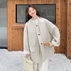 8676羊绒呢料大衣带围脖8676-P255-K378，女装羊绒大衣，2C232