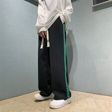 2025秋冬新款港风宽松休闲直筒抽绳松紧腰男装休闲裤DM171-P50，男装休闲裤，电商D321-1