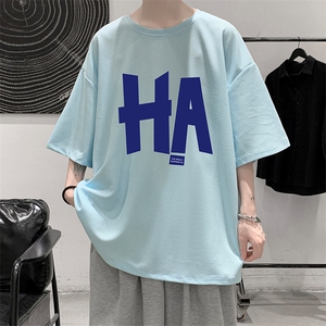 HT73258-P22 华夫格t恤男短袖男大码五分袖 大皂风图片