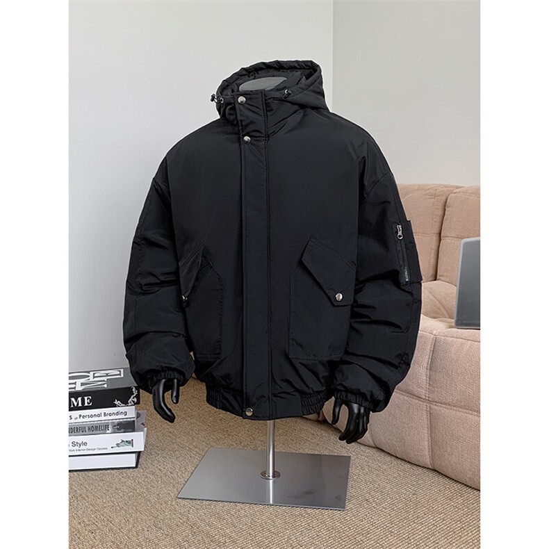 堆堆袖棉衣男冬季新款港风休闲连帽棉服学生面包服MF9006-P95图片