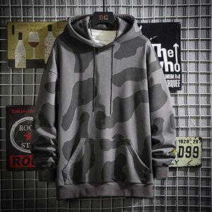 网格日系几何不规则印花连帽卫衣男宽松帽衫A090-wy51p75限98