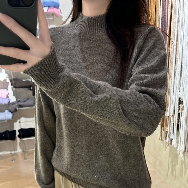 女士秋冬纯色圆领长袖,女装羊毛衫,朝思羊绒