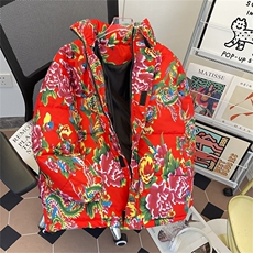 高质量东北大花立领棉衣加厚棉服男女宽松保暖棉衣外套MYT36P77，男装棉衣，星座1013-5