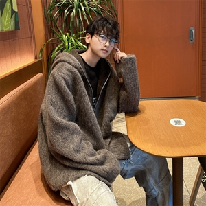 毛毛夹克男女韩版潮流宽松百搭连帽拉链2025春季ins外套W6258-P86图片