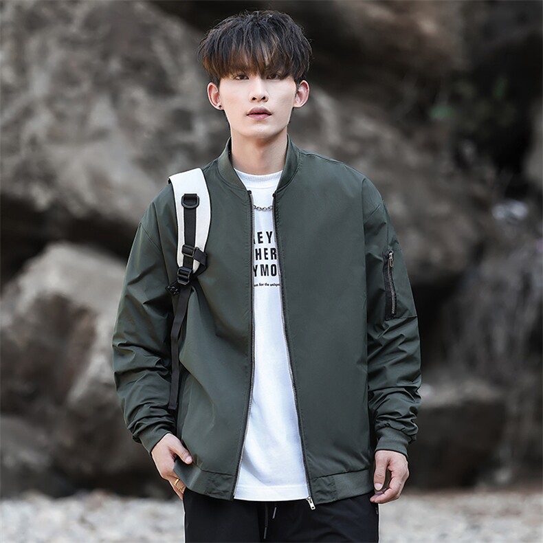 秋季飞行服夹克潮流男士外套大码宽松上衣纯色A266-JK8017-P33,男装夹克,电商A266