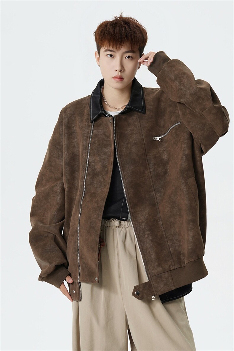 2026春季新款现货皮衣男棒球领夹克外套DSA157B-JK7957-特P75,男装夹克,电商A157B