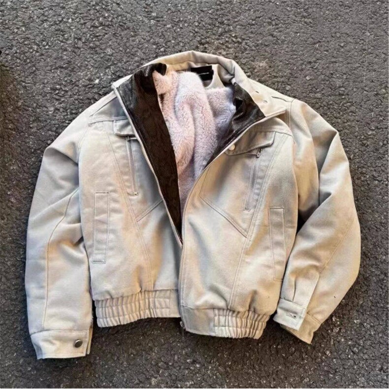 网络图慎用美式复古座山雕棉服外套棉加绒毛领短棉衣SN989-P130图片