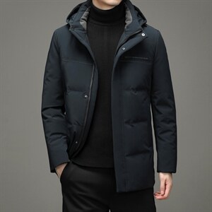 21新款中年羽绒服可脱卸帽男中长款休闲商务冬装外套HM2370-P305，男装羽绒服，电商B212（原钱塘6029）