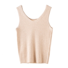 2025秋冬新款羊绒衫女100纯山羊V领纯色高级慵懒居家针织吊带背心，女装背心吊带，濮尚羊绒