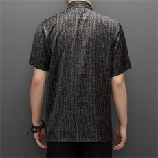 唐装男冰丝短袖上装春夏中老年复古风汉服爸爸男装老人爷爷太极服，男装民族服装，电商B212（原钱塘6029）