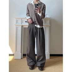 26春老钱风直筒褶皱西裤A字版型宽松休闲裤CK896/特P45，男装西裤，电商B350