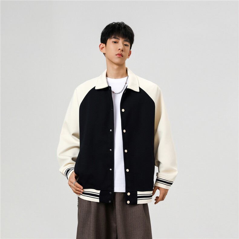 重磅420克boxy短款开衫翻领卫衣外套棒球服撞色外套男D9898-P68,女装短外套,星座610B-1