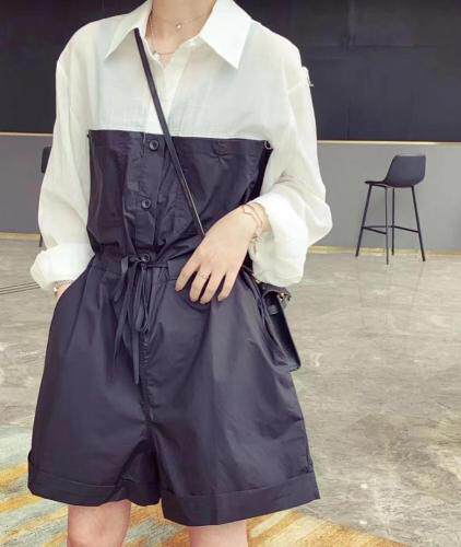 夏季新款，防晒衬衣拼接连体裤，女装连体裤，DD+(4F)