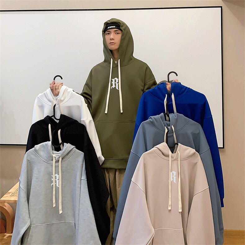 W2233-P50秋冬420克重磅大码美式套头连帽卫衣，有做加绒,男装卫衣,星座109