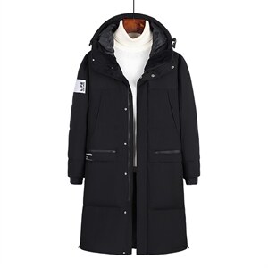 白底平铺长款潮牌连帽学生情侣白鸭绒羽绒服R3505P160