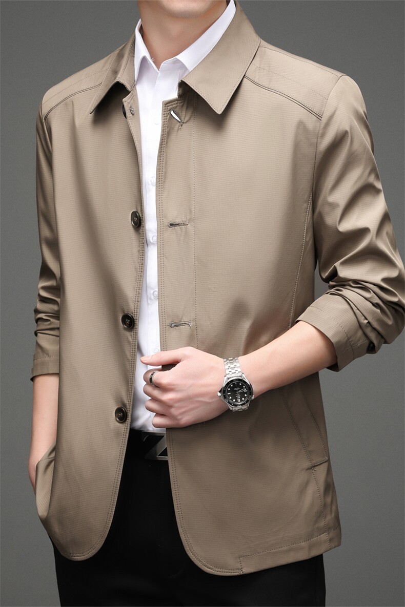 男士2023年秋季新款长袖外套休闲翻领中年爸爸装夹克MY908-P140，男装夹克，电商B212（原钱塘6029）