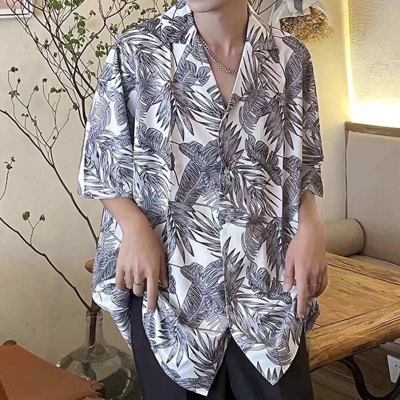 夏季短袖衬衫夏威夷宽松休闲冰丝四面弹C311P30,男装衬衫,星座1116-2