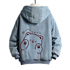 NM53236-P140牛仔外套男大码加厚加绒衣男羊羔毛服男网格，男装棉衣，电商A040A
