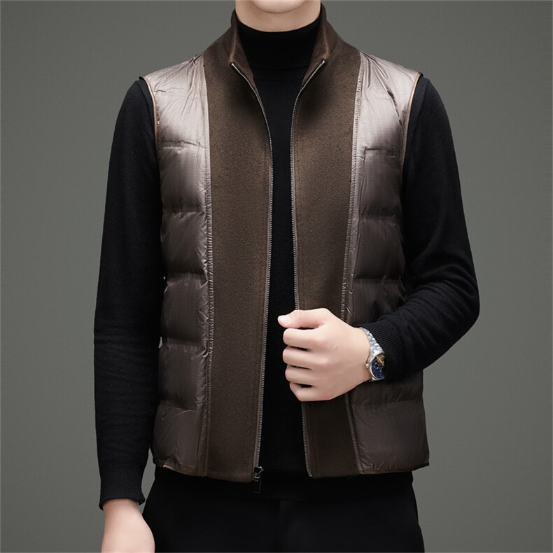 【皮尔卡丹专版】主推男士双面呢羽绒服脱卸90%羽绒内胆大衣,男装羽绒服,钱塘723