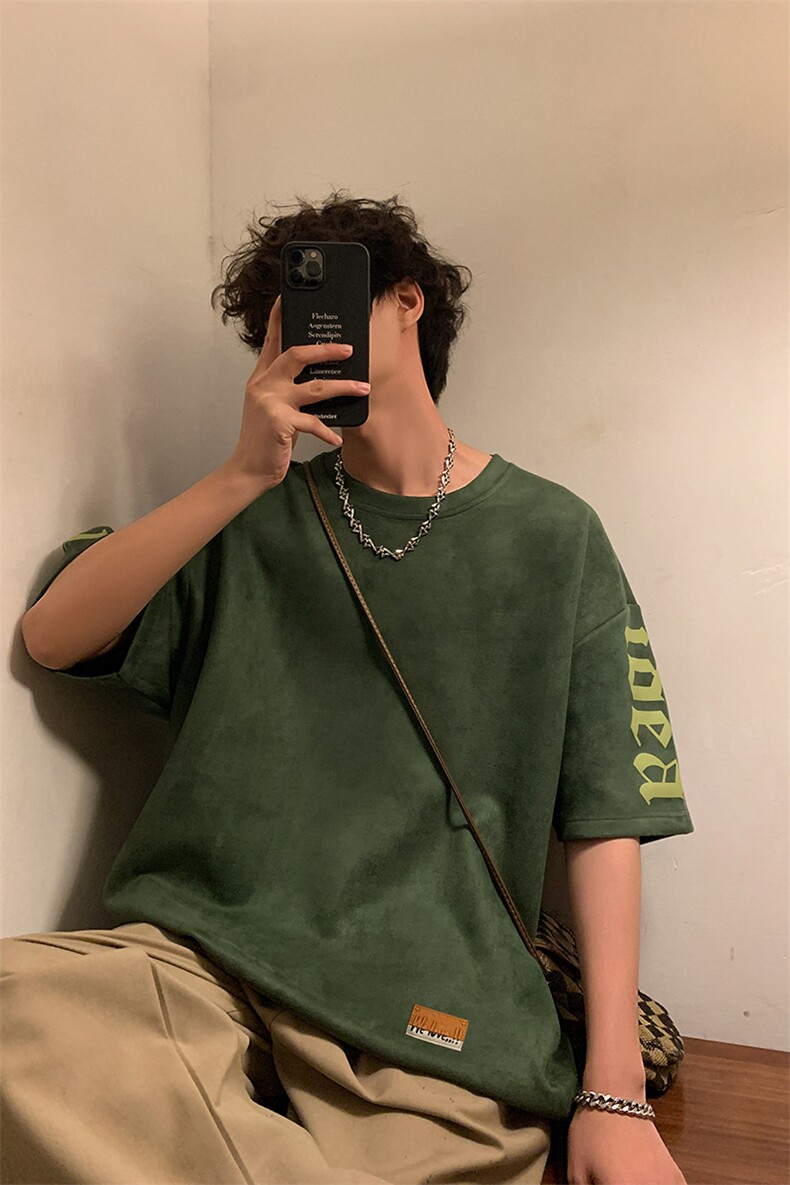 新款短袖男港风暖光夏季t恤休闲百搭印花圆领T恤男上衣TC3136-P35,男装T恤,星座717