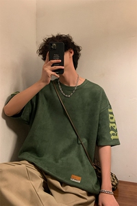 新款短袖男港风暖光夏季t恤休闲百搭印花圆领T恤男上衣TC3136-P35图片
