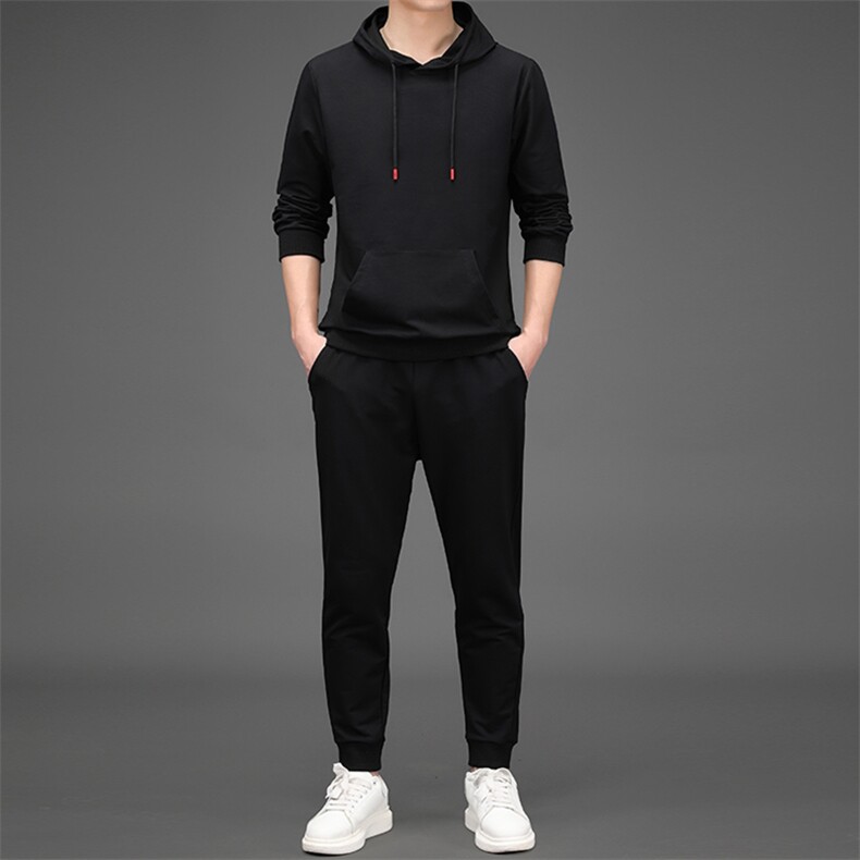 两件装春季套装中年男士连帽卫衣潮流时尚休闲裤子上衣两件套男装,男装休闲套装,电商B212（原钱塘6029）