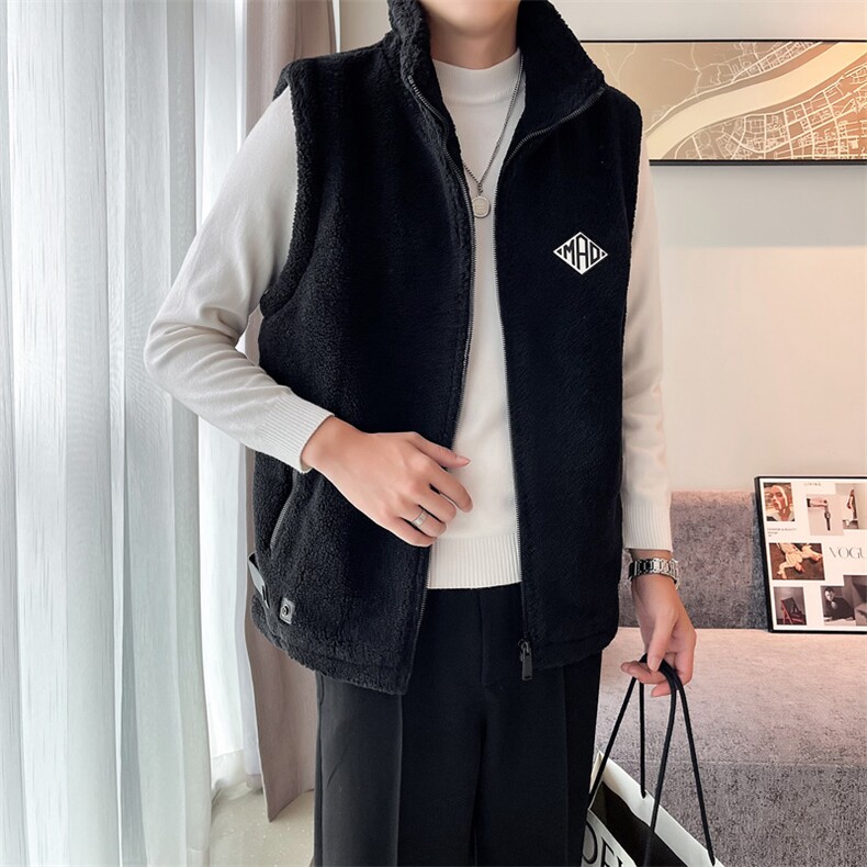 2024冬季加厚羊羔毛立领棉马甲背心外套男M505-p110控165,男装背心/马甲,电商D303