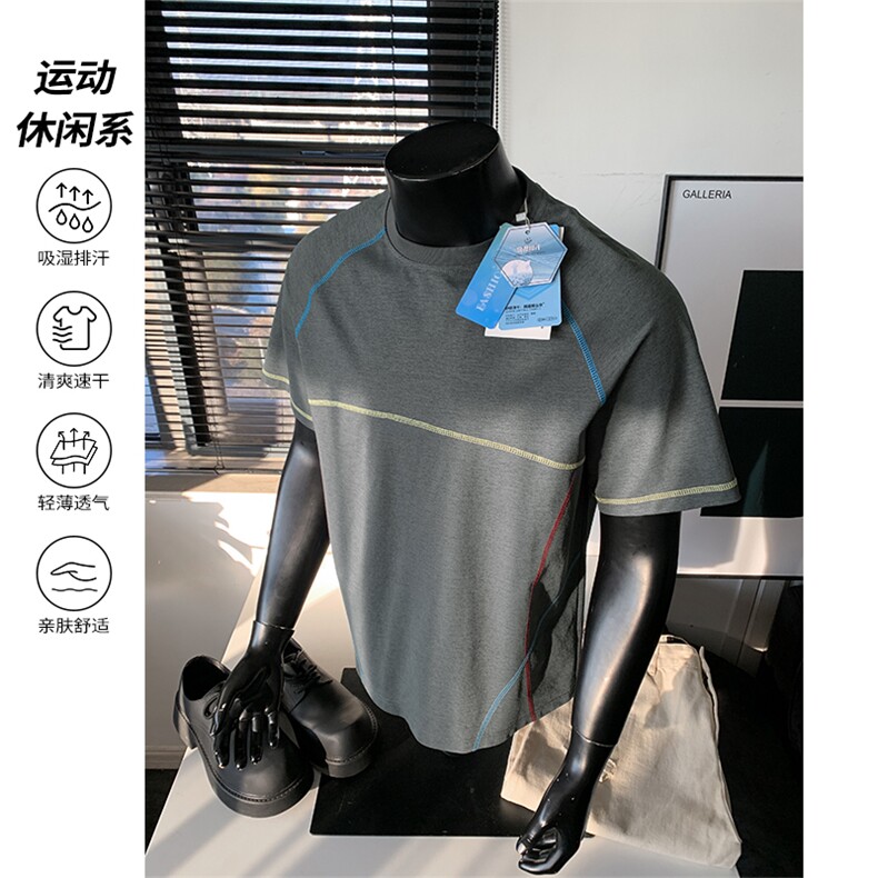 2026夏季新款运动迪桑棉哈苏线短袖T恤男DT6205特P22建议零售价48，男装T恤，电商A001