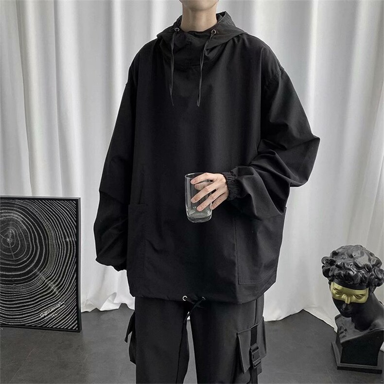 套头连帽夹克男士港风宽松抽绳中性外套潮cec工装春秋WT853,男装夹克,星座1008