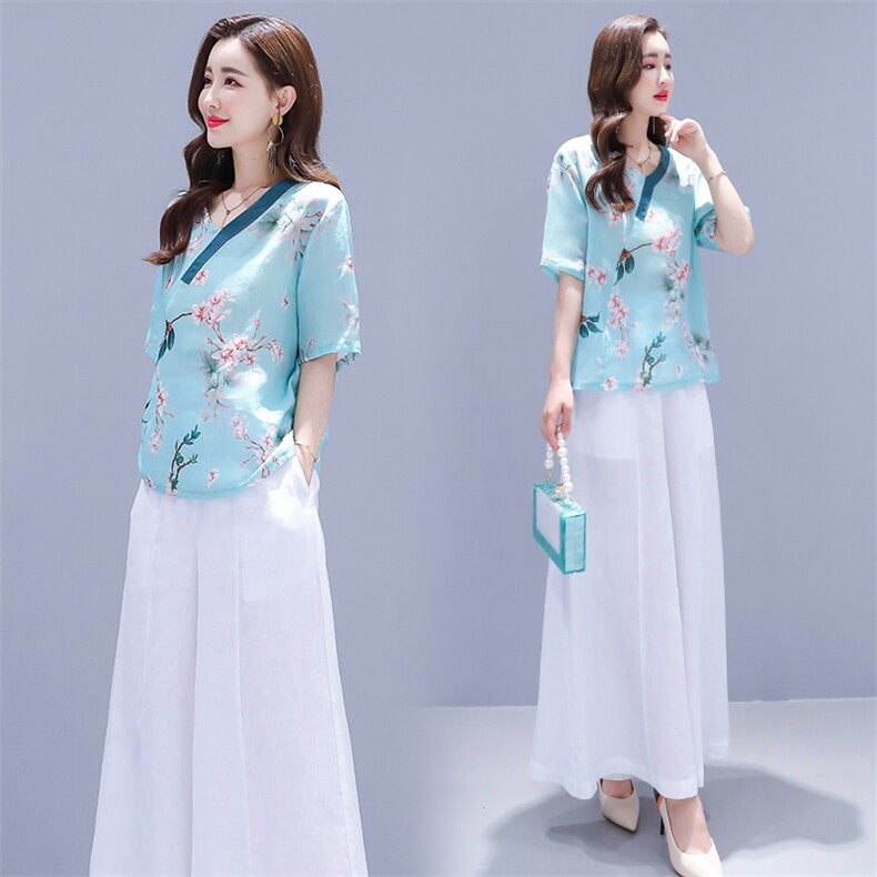 2024夏装新款时尚简约印花单上衣,女装蕾丝衫/雪纺衫,天丽