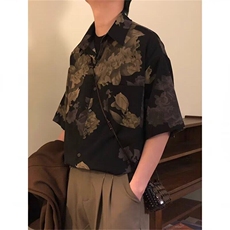网络图现货腰果花衬衫男短袖夏季潮牌衬衣设计感五分袖RA801-P40，男装T恤，星座1005-4